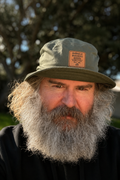 Pipe Dreams Bucket Hat - olive khaki bucket hat with Barrels Burgers Beers faux leather patch